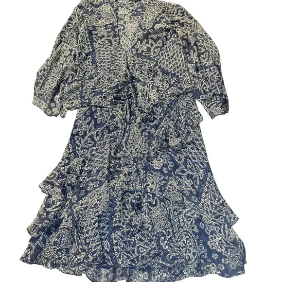 Ralph Lauren Blue Silk Paisley 2 Piece Skirt Set Large 12 Easter Vacation Luxury - Picture 2 of 16